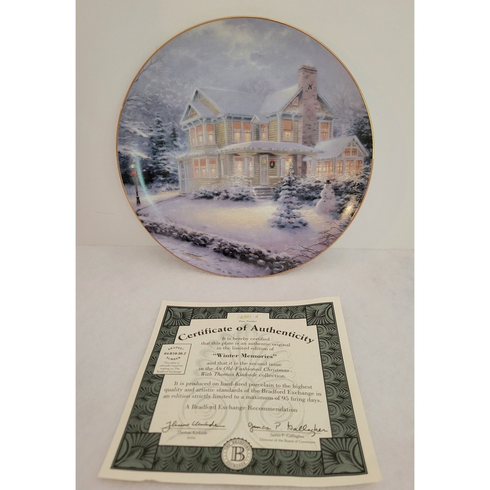 Thomas Kinkade Bradford Exch. Collector Plate Winter Memories Christmas 8 in